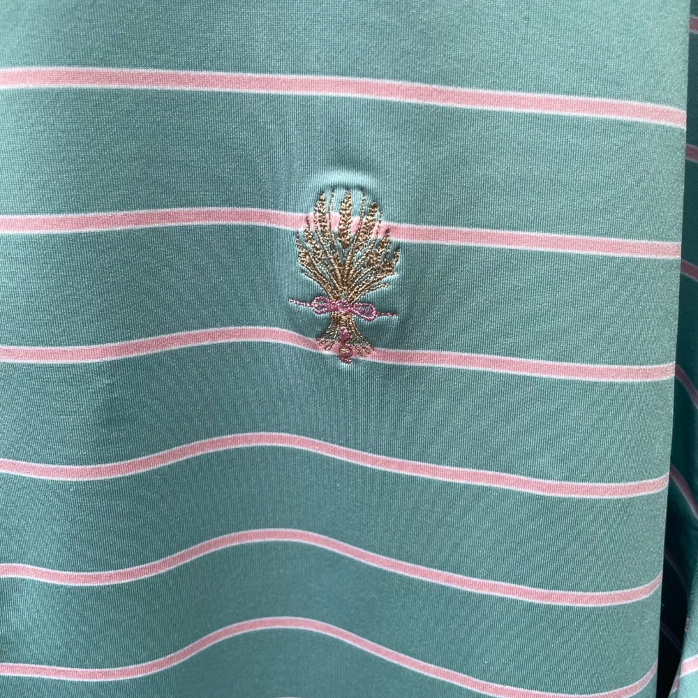 Peter Millar Whistling Straits Golf Polo Shirt Men's XXL Blue Pink Stripe Logo - Picture 4 of 8